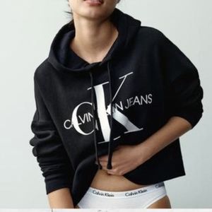 Calvin Klein black cropped hoodie